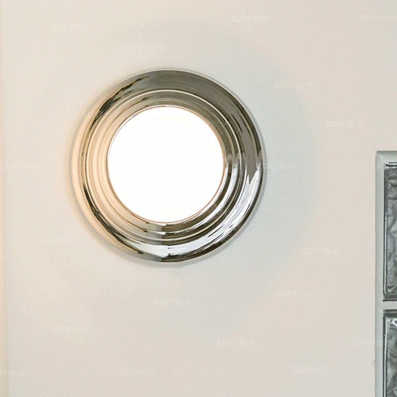 Nordic Circular Chrome Wall Lamp Modern Minimalist LED Sconce for Bedroom Balcony Hallway Living Room Staircase Atmosphere