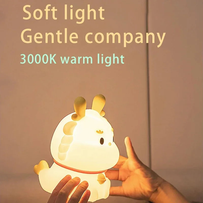 Creative Little Dragon USB Rechargeable Colorful LED Lamp Night Light Cartoon Silicone Light Home Decor Birthday/Festival Gift