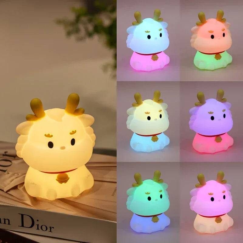 Creative Little Dragon USB Rechargeable Colorful LED Lamp Night Light Cartoon Silicone Light Home Decor Birthday/Festival Gift