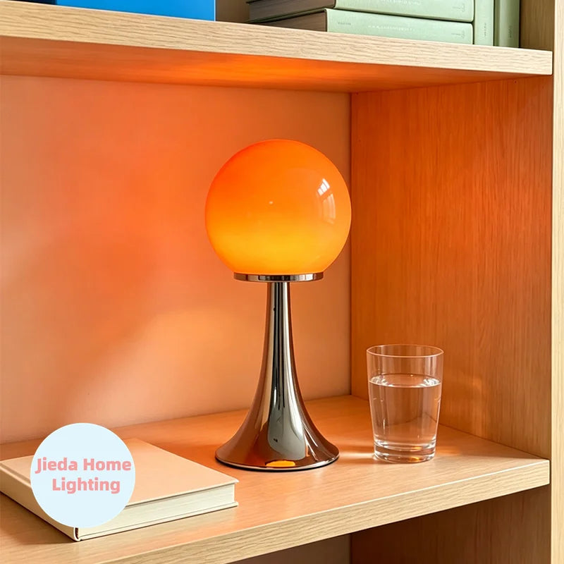 Murano Glass Table Lamp Modern Minimalist Globe Bedside Light 3 Color Temp Decor for Bedroom Living Room